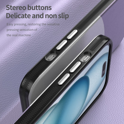 For iPhone 16 Leather Texture MagSafe Magnetic TPU + PC Phone Case(Light Purple) by buy2fix