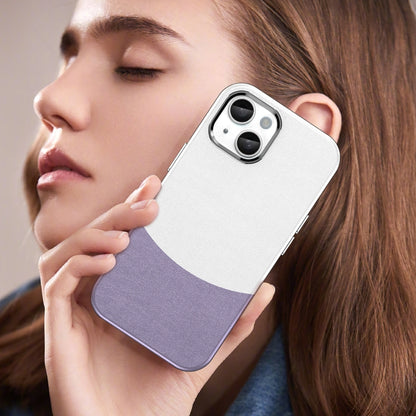 For iPhone 16 Leather Texture MagSafe Magnetic TPU + PC Phone Case(Light Purple) by buy2fix