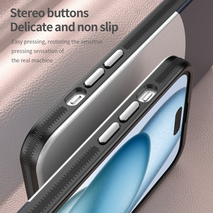 For iPhone 16 Plus Leather Texture MagSafe Magnetic TPU + PC Phone Case(Dark Blue) by buy2fix