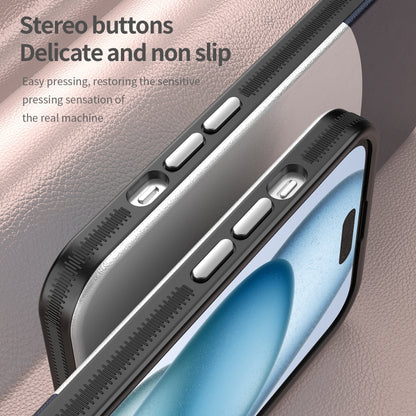 For iPhone 16 Plus Leather Texture MagSafe Magnetic TPU + PC Phone Case(Dark Blue) by buy2fix