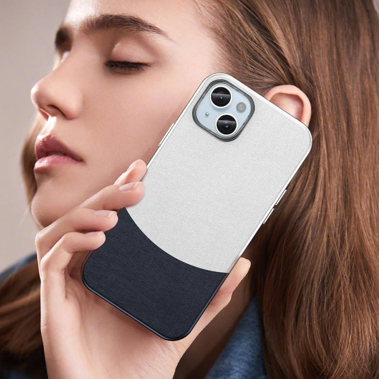 For iPhone 16 Plus Leather Texture MagSafe Magnetic TPU + PC Phone Case(Dark Blue) by buy2fix