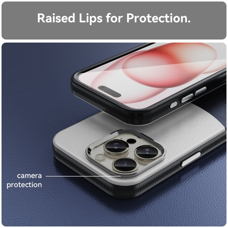 For iPhone 16 Pro Leather Texture MagSafe Magnetic TPU + PC Phone Case(Dark Blue) by buy2fix