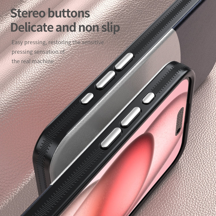 For iPhone 16 Pro Leather Texture MagSafe Magnetic TPU + PC Phone Case(Dark Blue) by buy2fix