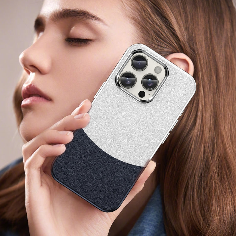 For iPhone 16 Pro Leather Texture MagSafe Magnetic TPU + PC Phone Case(Dark Blue) by buy2fix