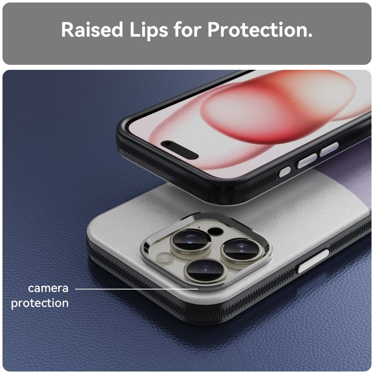 For iPhone 16 Pro Leather Texture MagSafe Magnetic TPU + PC Phone Case(Light Purple) by buy2fix