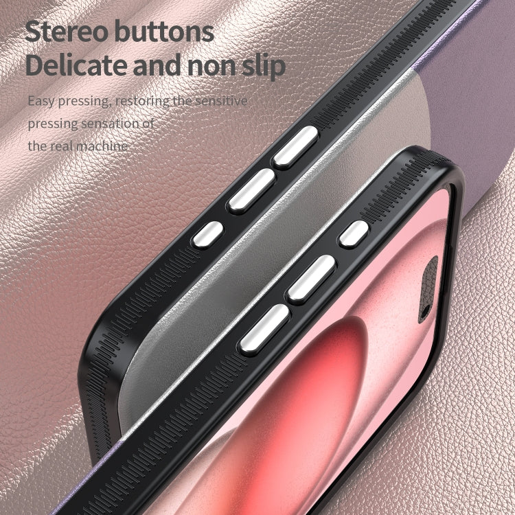 For iPhone 16 Pro Leather Texture MagSafe Magnetic TPU + PC Phone Case(Light Purple) by buy2fix