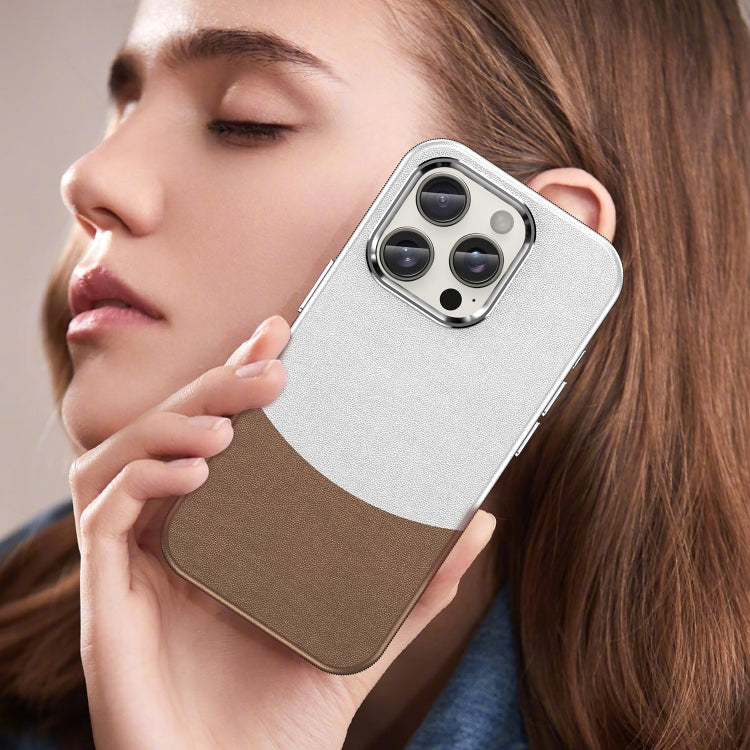 For iPhone 16 Pro Leather Texture MagSafe Magnetic TPU + PC Phone Case(Brown) by buy2fix