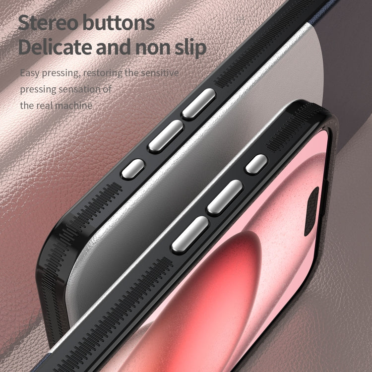 For iPhone 16 Pro Max Leather Texture MagSafe Magnetic TPU + PC Phone Case(Dark Blue) by buy2fix