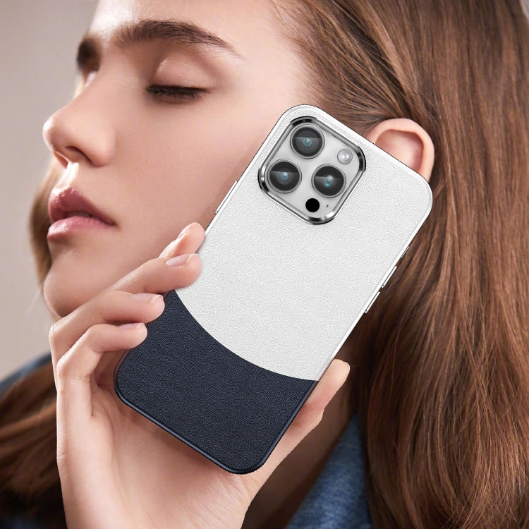 For iPhone 16 Pro Max Leather Texture MagSafe Magnetic TPU + PC Phone Case(Dark Blue) by buy2fix