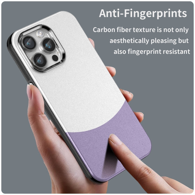 For iPhone 16 Pro Max Leather Texture MagSafe Magnetic TPU + PC Phone Case(Light Purple) by buy2fix