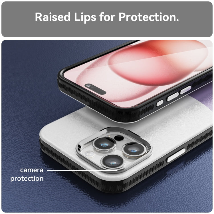 For iPhone 16 Pro Max Leather Texture MagSafe Magnetic TPU + PC Phone Case(Light Purple) by buy2fix