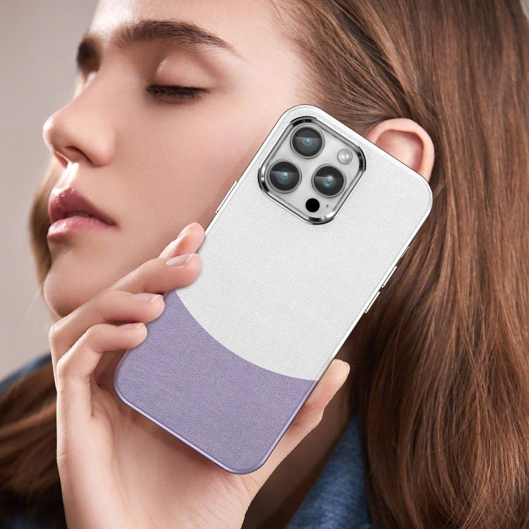 For iPhone 16 Pro Max Leather Texture MagSafe Magnetic TPU + PC Phone Case(Light Purple) by buy2fix