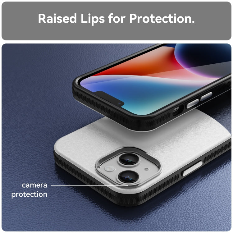 For iPhone 14 Leather Texture MagSafe Magnetic TPU + PC Phone Case(Dark Blue) by buy2fix