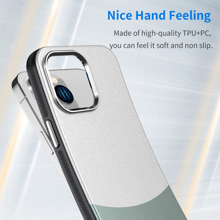 For iPhone 13 Pro Max Leather Texture MagSafe Magnetic TPU + PC Phone Case(Cyan) by buy2fix