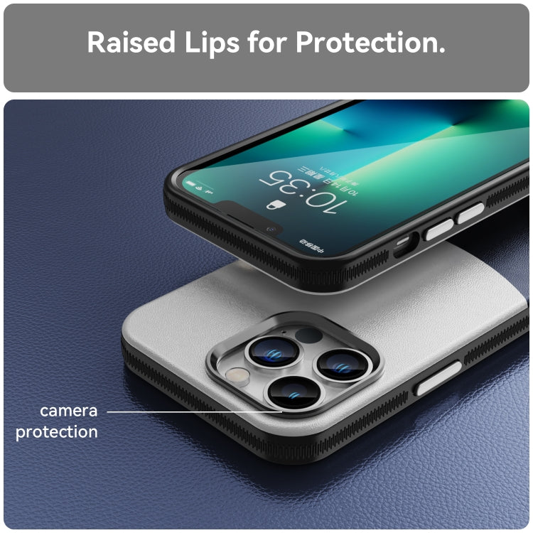 For iPhone 13 Pro Leather Texture MagSafe Magnetic TPU + PC Phone Case(Dark Blue) by buy2fix