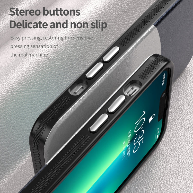 For iPhone 13 Pro Leather Texture MagSafe Magnetic TPU + PC Phone Case(Dark Blue) by buy2fix