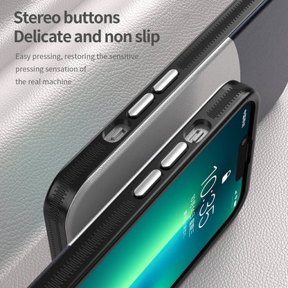 For iPhone 13 Pro Leather Texture MagSafe Magnetic TPU + PC Phone Case(Dark Blue) by buy2fix