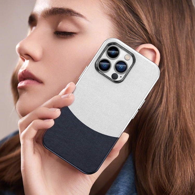 For iPhone 13 Pro Leather Texture MagSafe Magnetic TPU + PC Phone Case(Dark Blue) by buy2fix