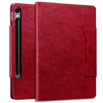 For Samsung Galaxy Tab S11/S10 Lite/S9 FE/S9/S8 Cat Buckle Leather Smart Tablet Case(Red) - Galaxy Tab S9 Cases by buy2fix | Online Shopping UK | buy2fix