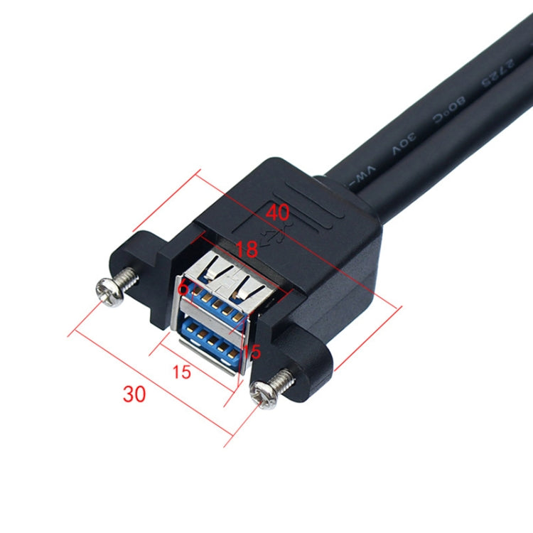 Double USB 3.0 with Fixed Screw Hole to 20 Pin Elbow Extension Cable, Length:0.5m(Black) by buy2fix