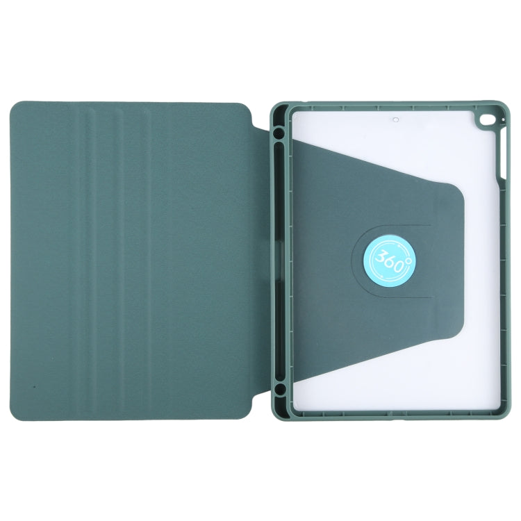 For iPad 9.7 2018 & 2017 / Air / Air2 GEBEI Acrylic TPU 3-folding Rotating Smart Tablet Leather Case withh Pen Slot(Dark Green) - iPad 9.7 (2018) & (2017) Cases by GEBEI | Online Shopping UK | buy2fix