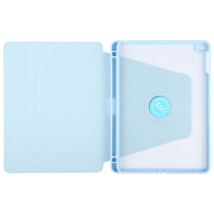 For iPad 9.7 2018 & 2017 / Air / Air2 GEBEI Acrylic TPU 3-folding Rotating Smart Tablet Leather Case withh Pen Slot(Sky Blue) - iPad 9.7 (2018) & (2017) Cases by GEBEI | Online Shopping UK | buy2fix