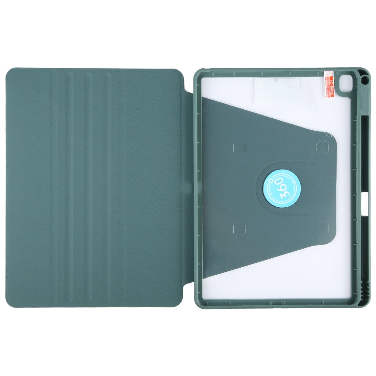 For iPad 10.2 2021 / 2020 / 2019 / Air 3 GEBEI Acrylic TPU 3-folding Rotating Smart Tablet Leather Case withh Pen Slot(Dark Green) - iPad 10.2 Cases by GEBEI | Online Shopping UK | buy2fix
