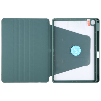 For iPad 10.2 2021 / 2020 / 2019 / Air 3 GEBEI Acrylic TPU 3-folding Rotating Smart Tablet Leather Case withh Pen Slot(Dark Green) - iPad 10.2 Cases by GEBEI | Online Shopping UK | buy2fix