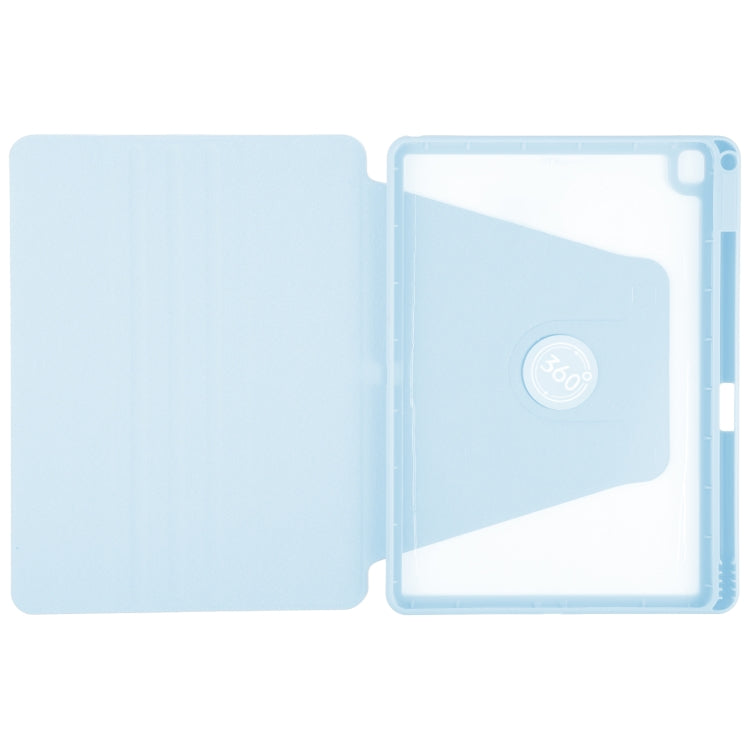 For iPad 10.2 2021 / 2020 / 2019 / Air 3 GEBEI Acrylic TPU 3-folding Rotating Smart Tablet Leather Case withh Pen Slot(Sky Blue) - iPad 10.2 Cases by GEBEI | Online Shopping UK | buy2fix