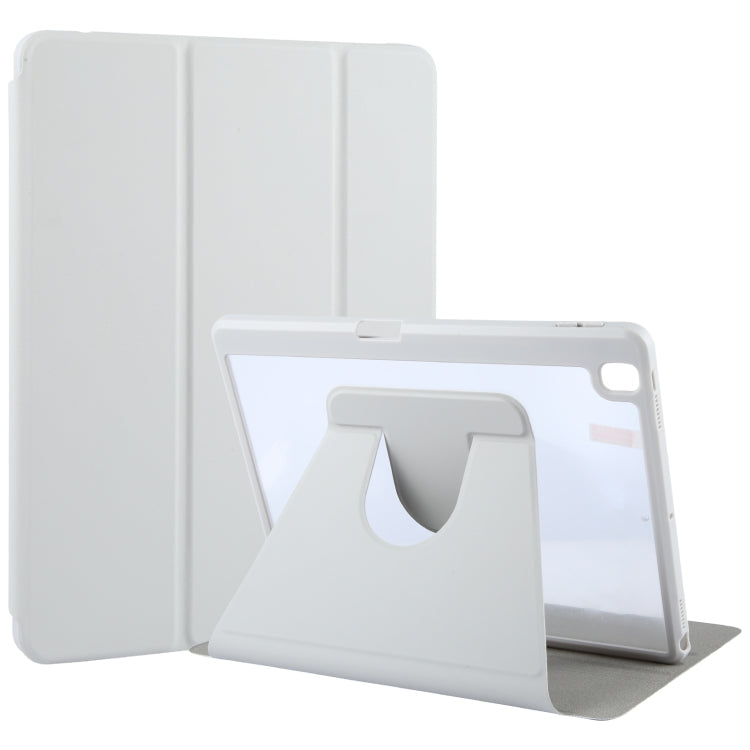 For iPad 10.2 2021 / 2020 / 2019 / Air 3 GEBEI Acrylic TPU 3-folding Rotating Smart Tablet Leather Case withh Pen Slot(Grey) - iPad 10.2 Cases by GEBEI | Online Shopping UK | buy2fix