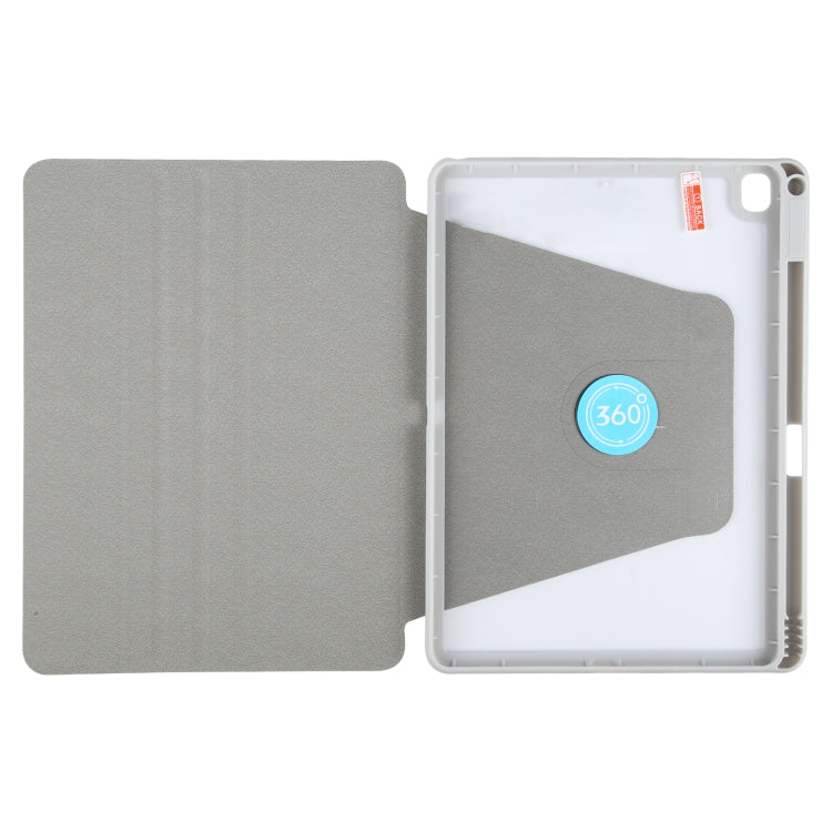 For iPad 10.2 2021 / 2020 / 2019 / Air 3 GEBEI Acrylic TPU 3-folding Rotating Smart Tablet Leather Case withh Pen Slot(Grey) - iPad 10.2 Cases by GEBEI | Online Shopping UK | buy2fix