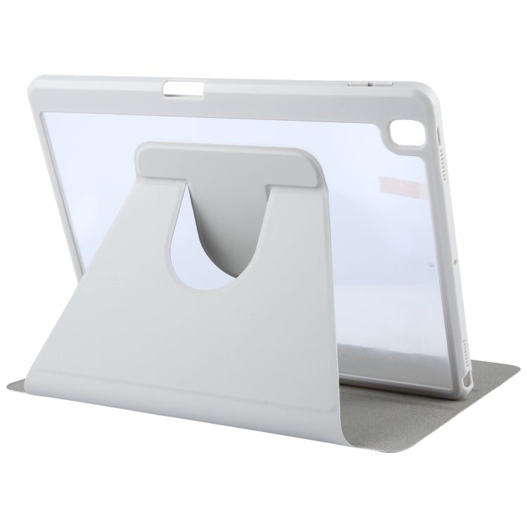 For iPad 10.2 2021 / 2020 / 2019 / Air 3 GEBEI Acrylic TPU 3-folding Rotating Smart Tablet Leather Case withh Pen Slot(Grey) - iPad 10.2 Cases by GEBEI | Online Shopping UK | buy2fix