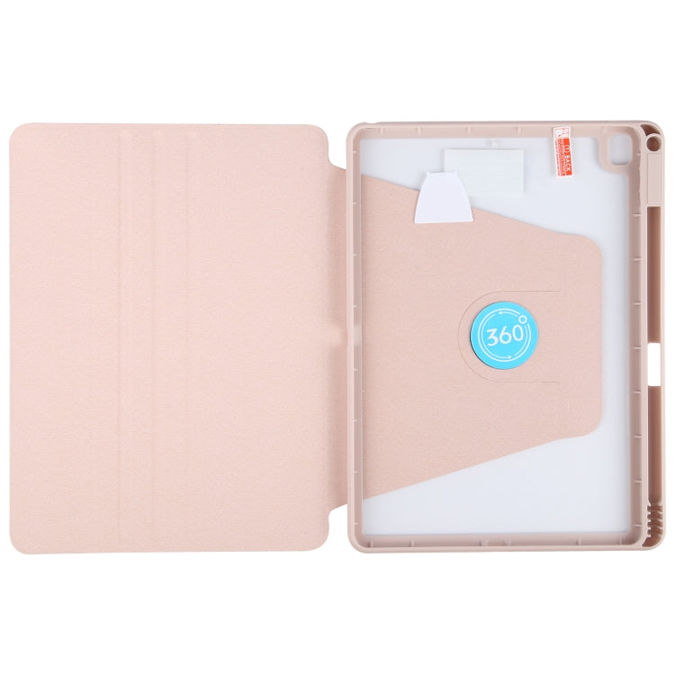 For iPad 10.2 2021 / 2020 / 2019 / Air 3 GEBEI Acrylic TPU 3-folding Rotating Smart Tablet Leather Case withh Pen Slot(Pink) - iPad 10.2 Cases by GEBEI | Online Shopping UK | buy2fix