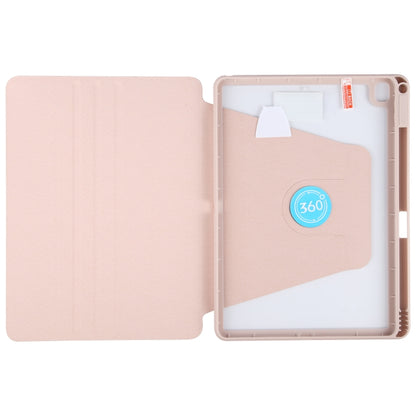 For iPad 10.2 2021 / 2020 / 2019 / Air 3 GEBEI Acrylic TPU 3-folding Rotating Smart Tablet Leather Case withh Pen Slot(Pink) - iPad 10.2 Cases by GEBEI | Online Shopping UK | buy2fix