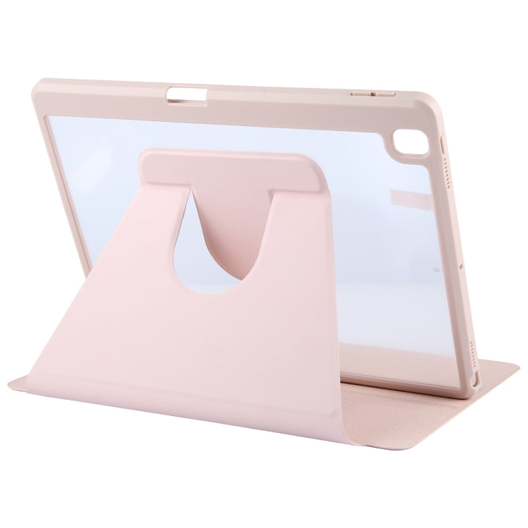 For iPad 10.2 2021 / 2020 / 2019 / Air 3 GEBEI Acrylic TPU 3-folding Rotating Smart Tablet Leather Case withh Pen Slot(Pink) - iPad 10.2 Cases by GEBEI | Online Shopping UK | buy2fix