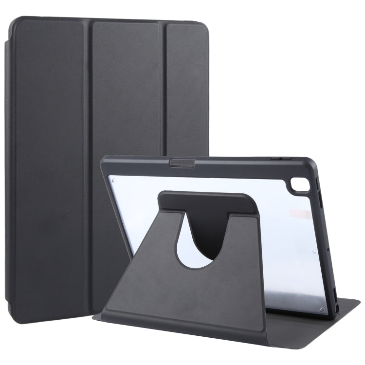 For iPad 10.2 2021 / 2020 / 2019 / Air 3 GEBEI Acrylic TPU 3-folding Rotating Smart Tablet Leather Case withh Pen Slot(Black) - iPad 10.2 Cases by GEBEI | Online Shopping UK | buy2fix