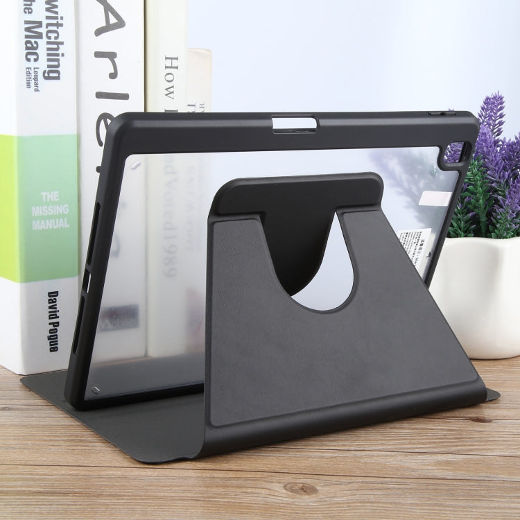 For iPad 10.2 2021 / 2020 / 2019 / Air 3 GEBEI Acrylic TPU 3-folding Rotating Smart Tablet Leather Case withh Pen Slot(Black) - iPad 10.2 Cases by GEBEI | Online Shopping UK | buy2fix