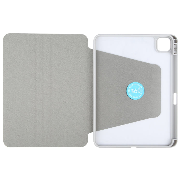 For iPad 2025 / 2022 GEBEI Acrylic TPU 3-folding Rotating Smart Tablet Leather Case withh Pen Slot(Grey) - iPad 2025 / 2022 Cases by GEBEI | Online Shopping UK | buy2fix