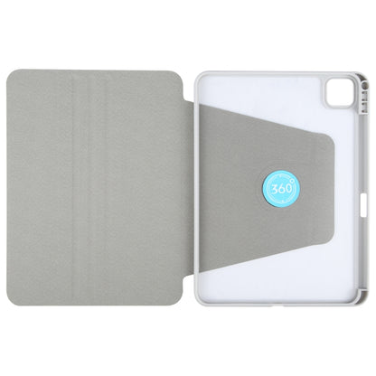 For iPad 2025 / 2022 GEBEI Acrylic TPU 3-folding Rotating Smart Tablet Leather Case withh Pen Slot(Grey) - iPad 2025 / 2022 Cases by GEBEI | Online Shopping UK | buy2fix