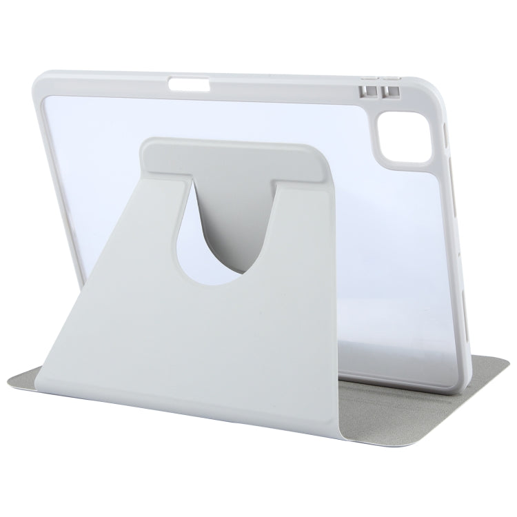 For iPad 2025 / 2022 GEBEI Acrylic TPU 3-folding Rotating Smart Tablet Leather Case withh Pen Slot(Grey) - iPad 2025 / 2022 Cases by GEBEI | Online Shopping UK | buy2fix