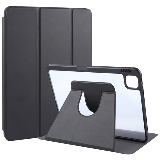 For iPad Air 13 2026 / 2025 / 2024 GEBEI Acrylic TPU 3-folding Rotating Smart Tablet Leather Case withh Pen Slot(Black)