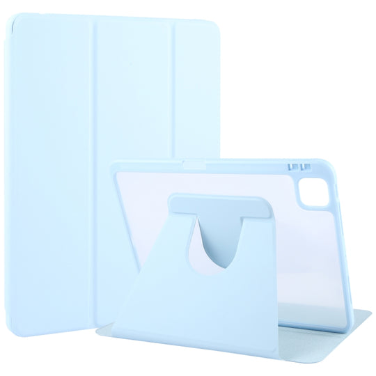 For iPad Pro 13 2025 / 2024 GEBEI Acrylic TPU 3-folding Rotating Smart Tablet Leather Case withh Pen Slot(Sky Blue)