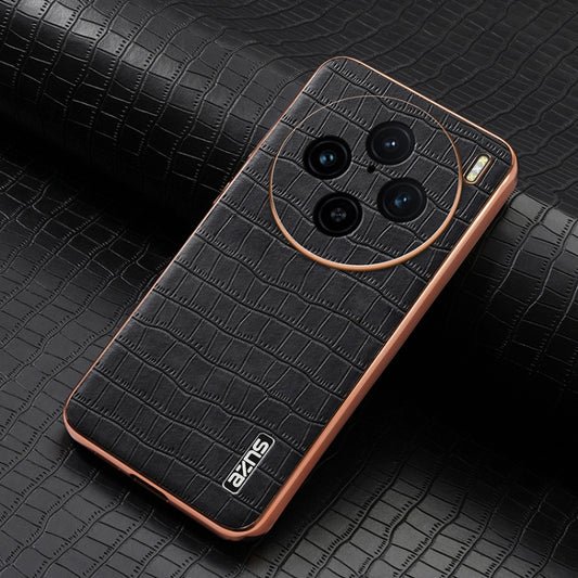 For vivo X100 Pro 5G / X100s Pro AZNS Electroplated Frame Crocodile Texture Full Coverage Phone Case(Black) - vivo Cases by AZNS | Online Shopping UK | buy2fix