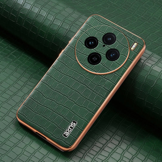 For vivo X100 Pro 5G / X100s Pro AZNS Electroplated Frame Crocodile Texture Full Coverage Phone Case(Green) - vivo Cases by AZNS | Online Shopping UK | buy2fix