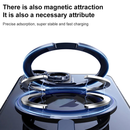 For iPhone 15 Pro Plating PC 360 Ring Holder Magsafe Phone Case(Transparent) - iPhone 15 Pro Cases by buy2fix | Online Shopping UK | buy2fix