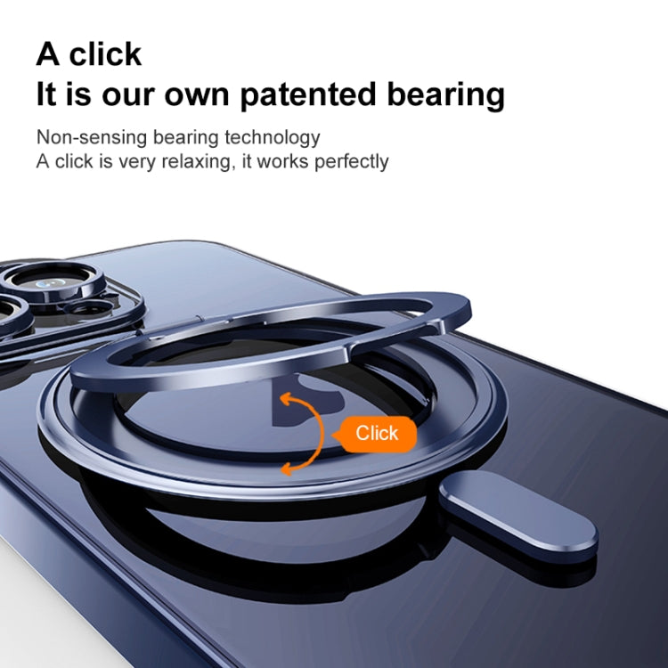 For iPhone 15 Pro Max Plating PC 360 Ring Holder Magsafe Phone Case(Clear Blue) - iPhone 15 Pro Max Cases by buy2fix | Online Shopping UK | buy2fix