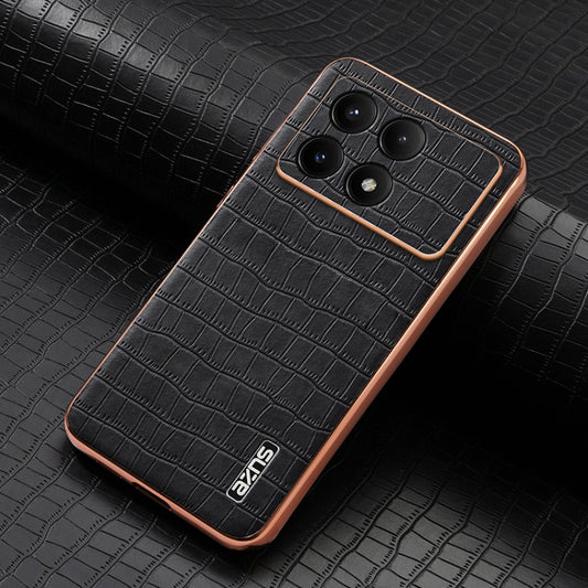 For Redmi K70 / K70 Pro AZNS Electroplated Frame Crocodile Texture Full Coverage Phone Case(Black) - Xiaomi Cases by AZNS | Online Shopping UK | buy2fix