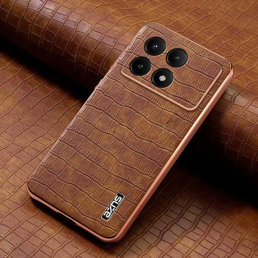 For Redmi K70 / K70 Pro AZNS Electroplated Frame Crocodile Texture Full Coverage Phone Case(Brown) - Xiaomi Cases by AZNS | Online Shopping UK | buy2fix