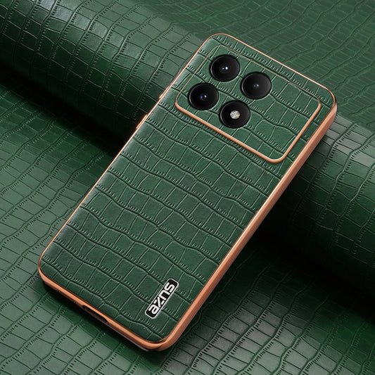 For Redmi K70 / K70 Pro AZNS Electroplated Frame Crocodile Texture Full Coverage Phone Case(Green) - Xiaomi Cases by AZNS | Online Shopping UK | buy2fix