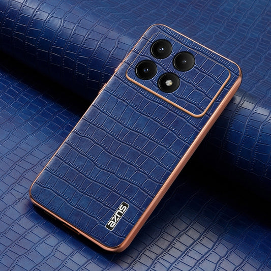 For Redmi K70 / K70 Pro AZNS Electroplated Frame Crocodile Texture Full Coverage Phone Case(Blue) - Xiaomi Cases by AZNS | Online Shopping UK | buy2fix